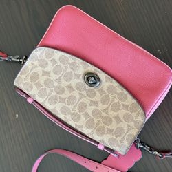 Coach Cassie Crossbody In Signature Blocking Tan Red/ Apple  74091 Bag