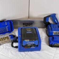 Kobalt 24V Max 4.0Ah / 40VBattery & Charger Bundle + 14” Hand Saw +Drill Bit Set