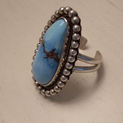 Sterling Silver Golden Hills Turquoise Handmade Ring 