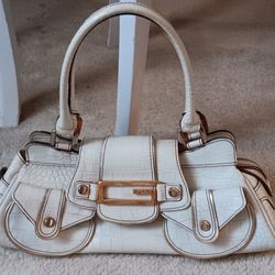 Guess Embossed Leather bag w/gold detail 