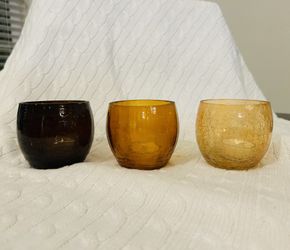 Set Of 3 Glass Votives, Multi Purpose
