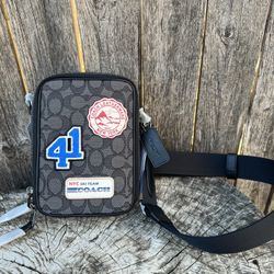 Coach Stanton Crossbody In Signature Jacquard With Ski Patches