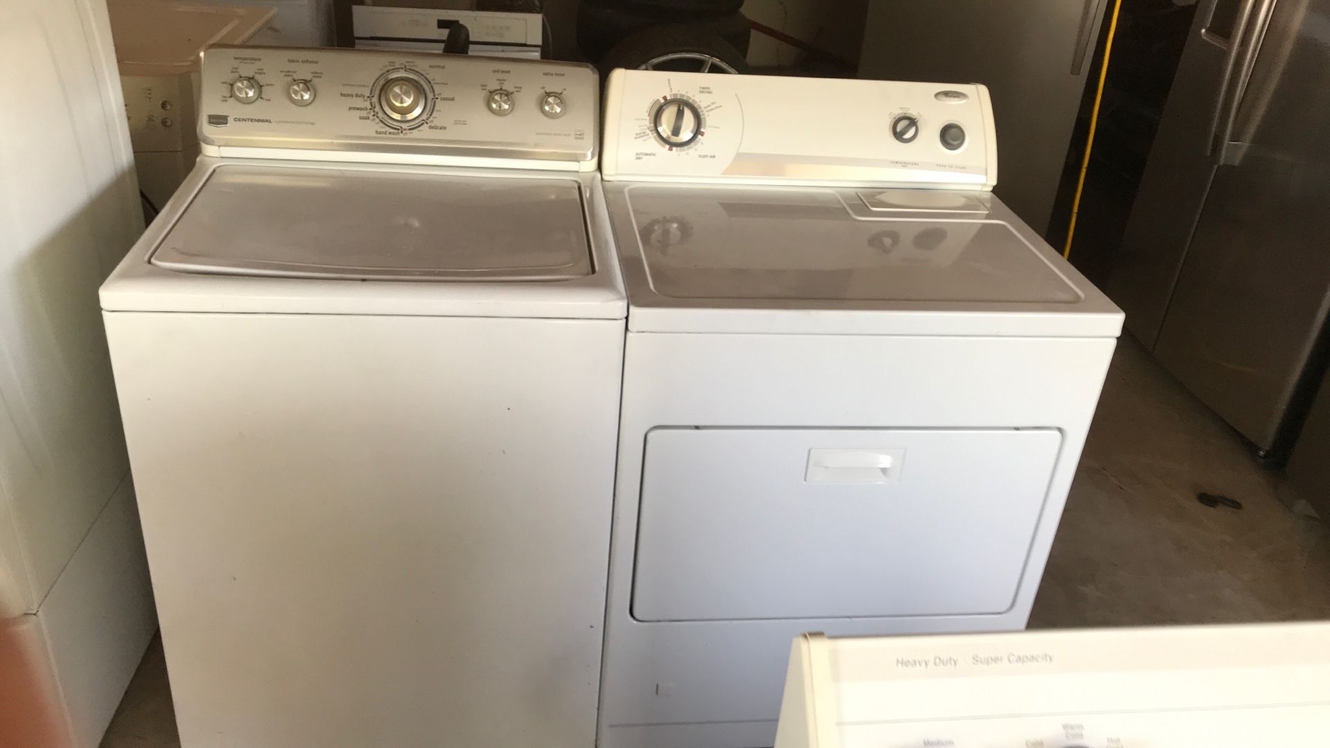 Working washer and dryer Maytag washer whirlpool dryer gets dry the capacity