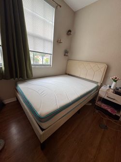 Mattress (Full size) - Like New + Bed Frame with Board