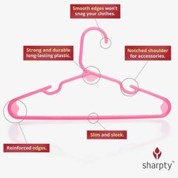 BRAND NEW IN BOX Sharpty Kids Plastic Hangers, Children's Hangers for Baby, Toddler, and Child Clothes - Everyday Standard Use