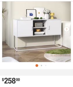 Modern Sideboard with Ample Storage: Anti-tilt for Kitchen, Dining, and Living Spaces, White