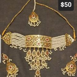 Gold Polish Multi Noratan Choker Set