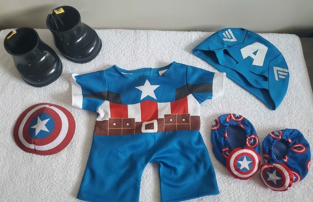 Build A Bear Captain America Outfit Complete with Shoes and Boots