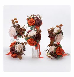 Burnt Orange Wedding Bouquet Centerpieces Flowers Mini Bridesmaid Bouquets