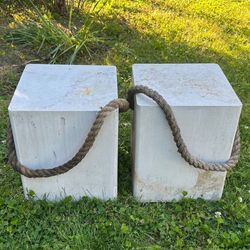 Concrete Cement Stool Table Plant Stand Rope Handle Modern Decor