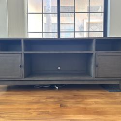Console Media TV Stand Record Storage w Cabinet