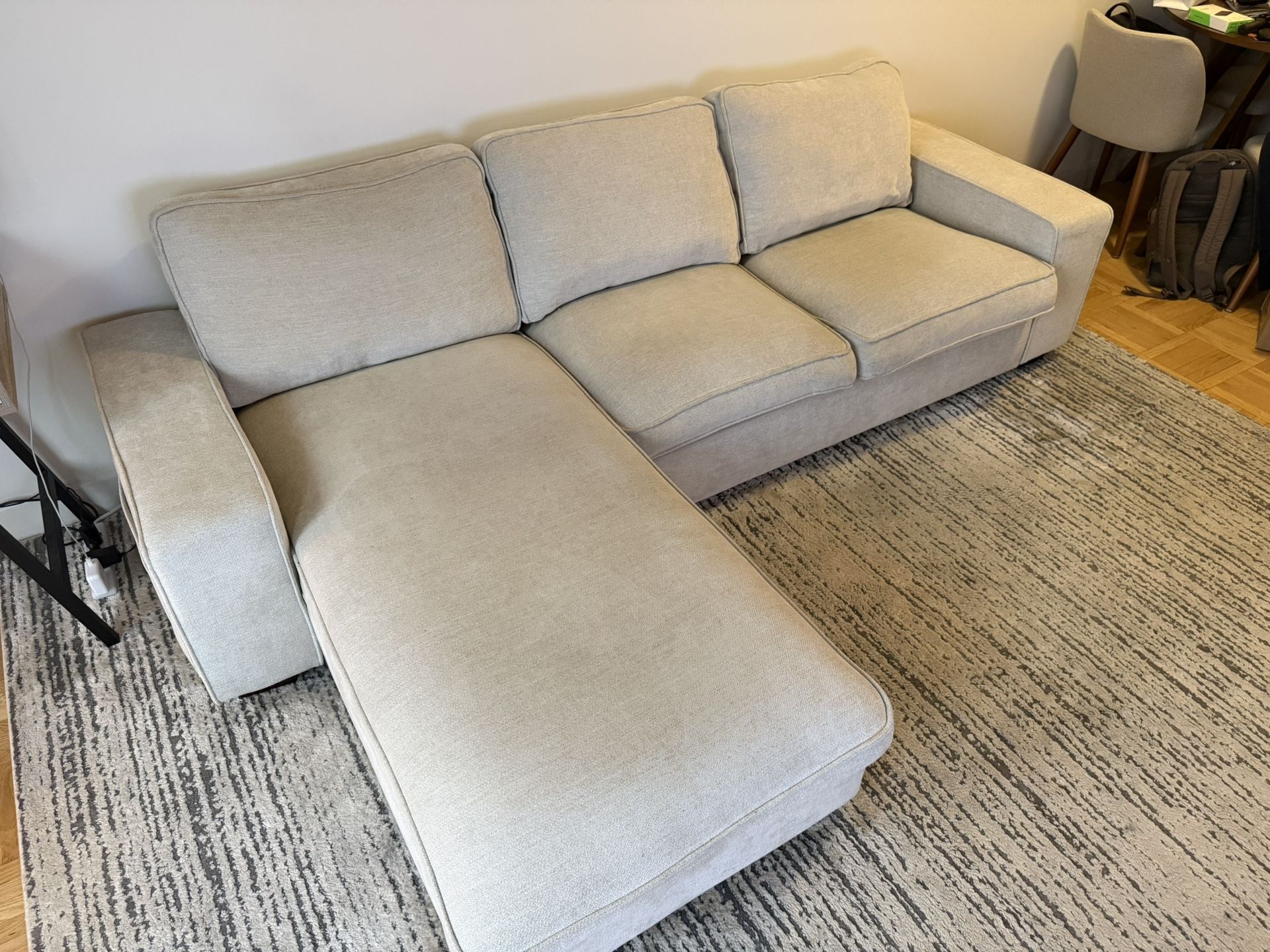 Beige Sectional Sofa with Chaise Lounge