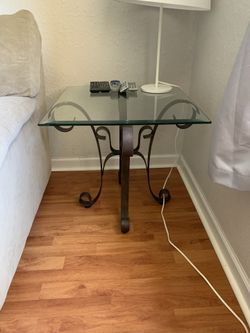 THREE PIECE GLASS SIDE TABLE AND CONSOLE