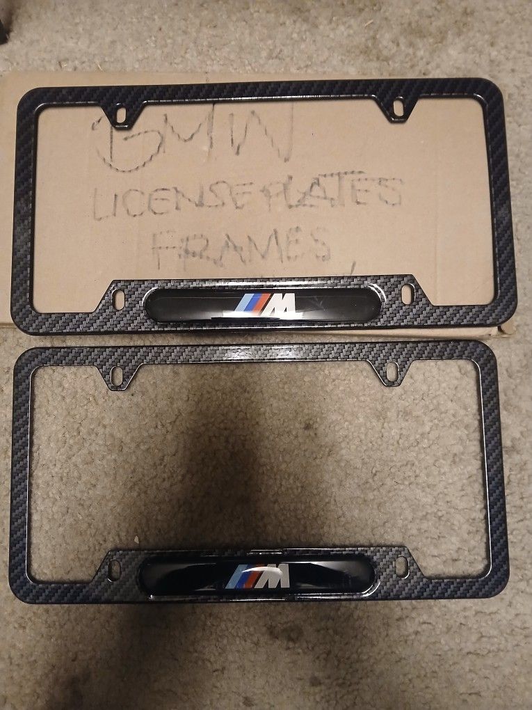Bmw License Plate Frames Black Both Brand New Firm Price