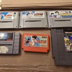 Vintage Nintendo Game Bundle – SNES, NES & Super Famicom (Captain Tsubasa, Mario Kart, TMNT)