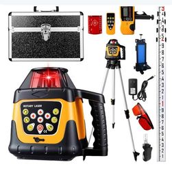 Red Rotary Laser Level 2000ft, 360 Degree Self Leveling Laser Level Kit with Receiver Remote Control and Surveying Tripod