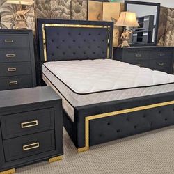 Brand New 🔻 $10 Down Payment Finance 🎗️Pepe 5 Piece Queen Size Bedroom Set
