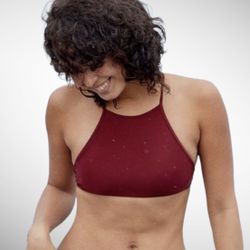 Aerie | Burgundy Halter Criss Cross Bikini Top Size M