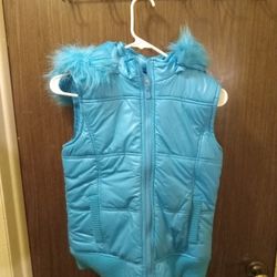 Justice Puffer Vest Jacket With Removable Snap Hoodie Size 16