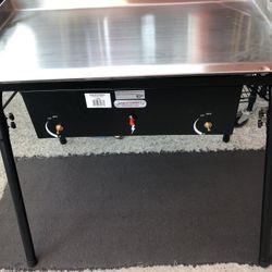 Plancha De Acero Inoxidable Con Estufa De 2 quemadores 