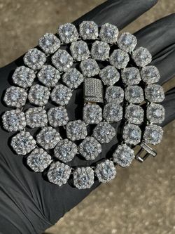 Lab Diamond Prong Set Cluster Tennis Chain