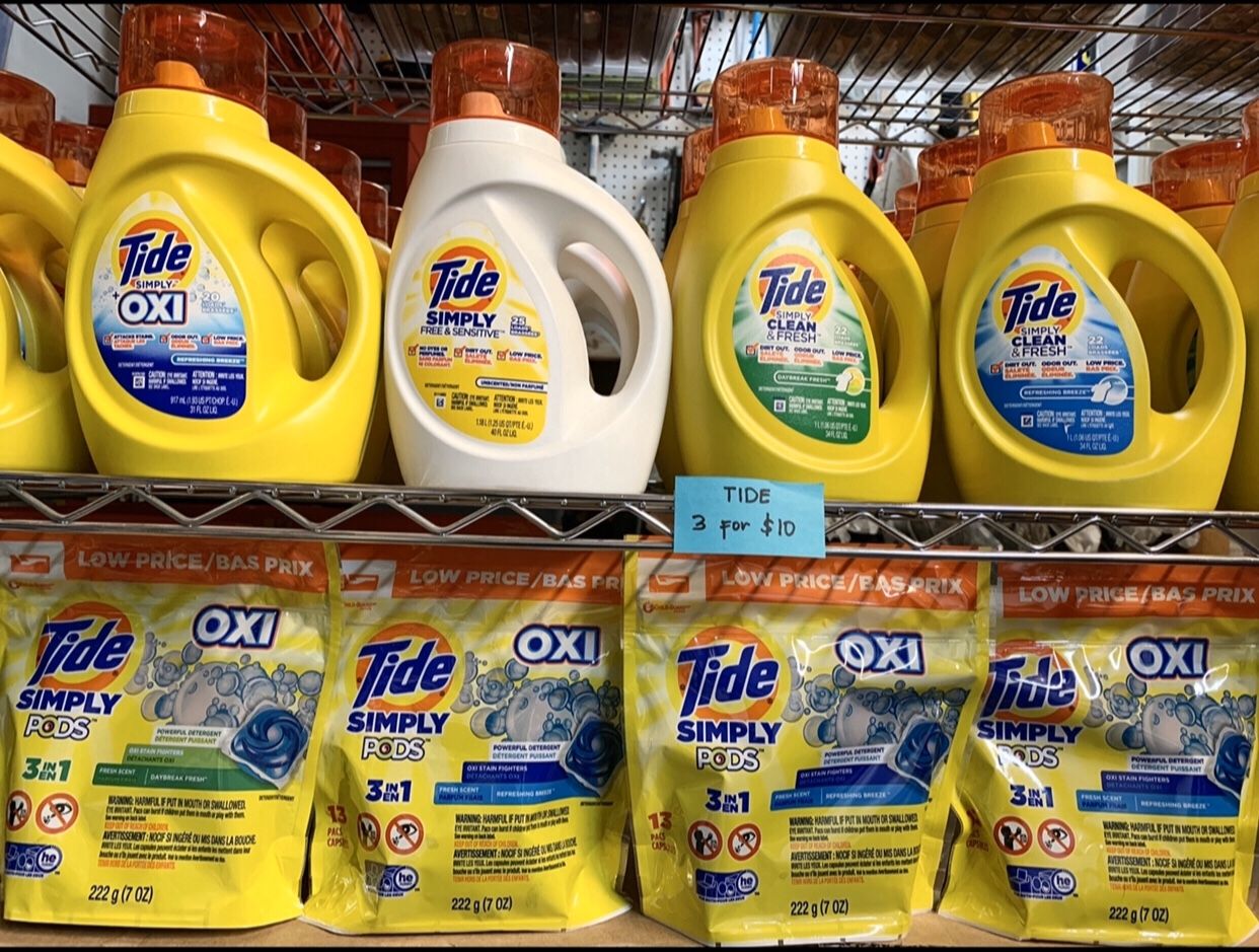 3 for $10 tide detergent liquid/pods