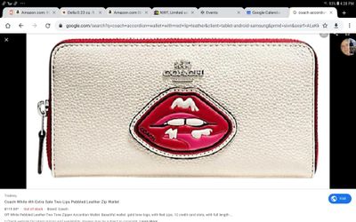 coach red lips, White accordion wallet, limited edition