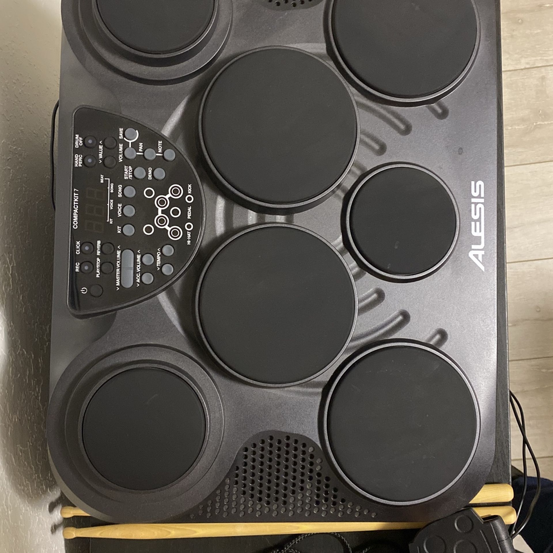 Compact Drum Board With Pedals And Drumsticks