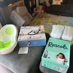 Baby items swing, bath, diapers