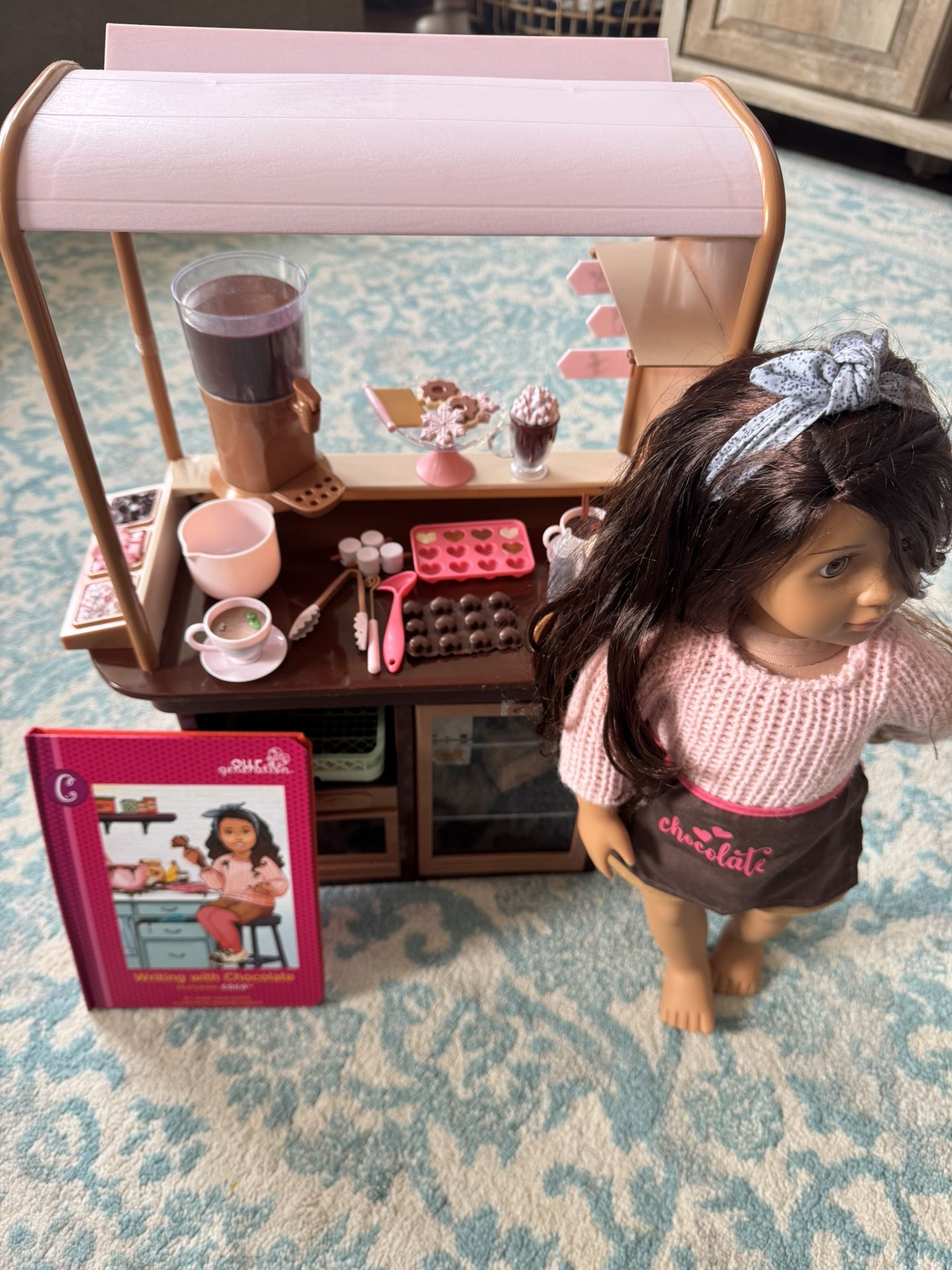 Our Generation “Writing with Chocolate” Hot Chocolate Stand & Doll Set