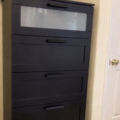 Modern Tall Black 4 Deep Drawer Dresser