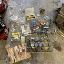 Vintage 1974 Fishing Tackle and Bag