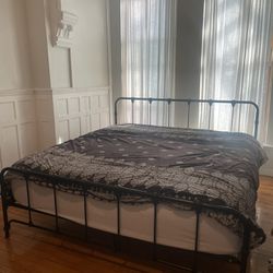 King size black metal bed frame 