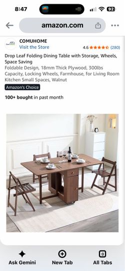 New in box folding dining table