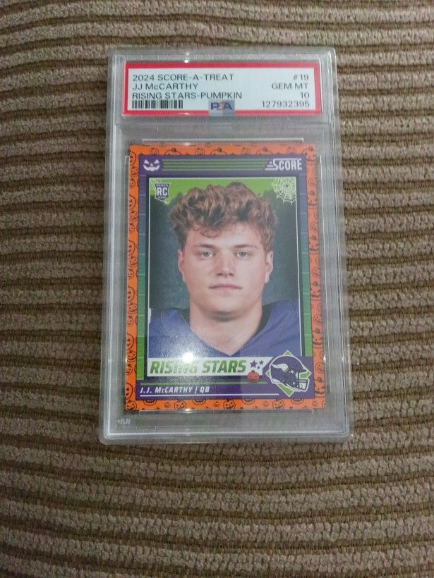 JJ McCarthy Holloween Score Rising Stars-Pumpkin Card PSA 10