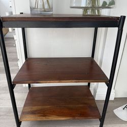 Industrial Wood & Metal 3-Tier Shelf / Side Table