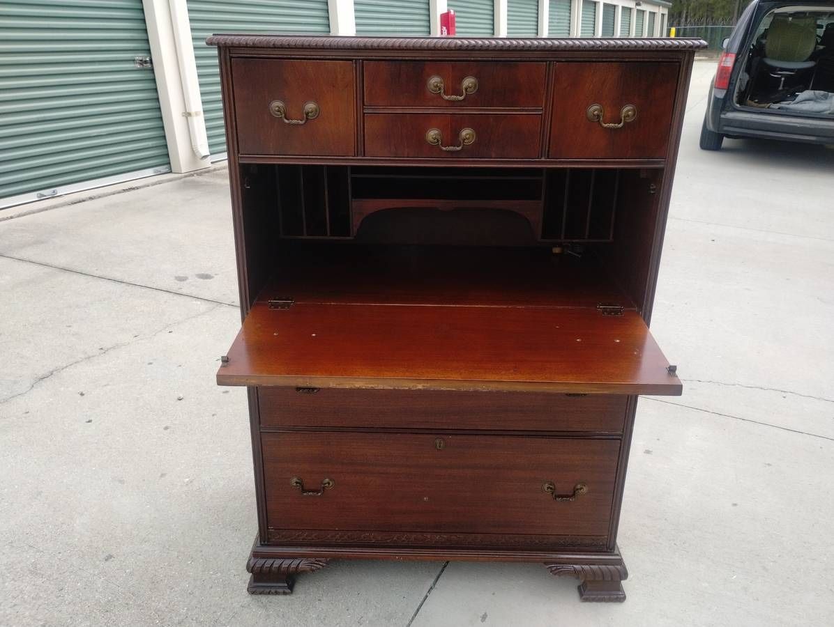 Early 1900's Mahogany Tall Chest w/Drop Down Desk - Made in NC!