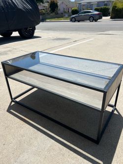 Modern Style  Metal Glass and Wood Coffee Table