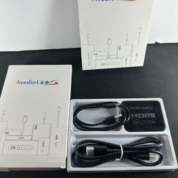 avedio links HDMI Splitter 1 in 2 Out [with 4 Feet HDMI Cable] Mirror Only, Not for Extend Mode, 4K 1x2 HDMI Splitter 1 to 2 for 3D 1080P@60Hz, Copy 1