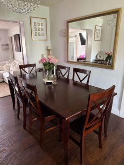 Wood Crate and barrel dining table  and chairs