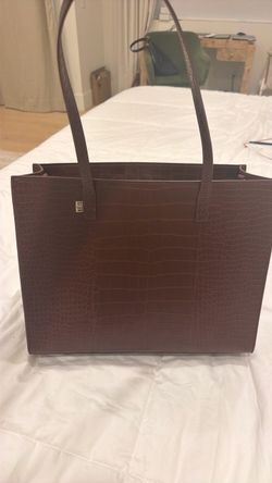 BÉIS Brown Croc-Embossed Tote Bag