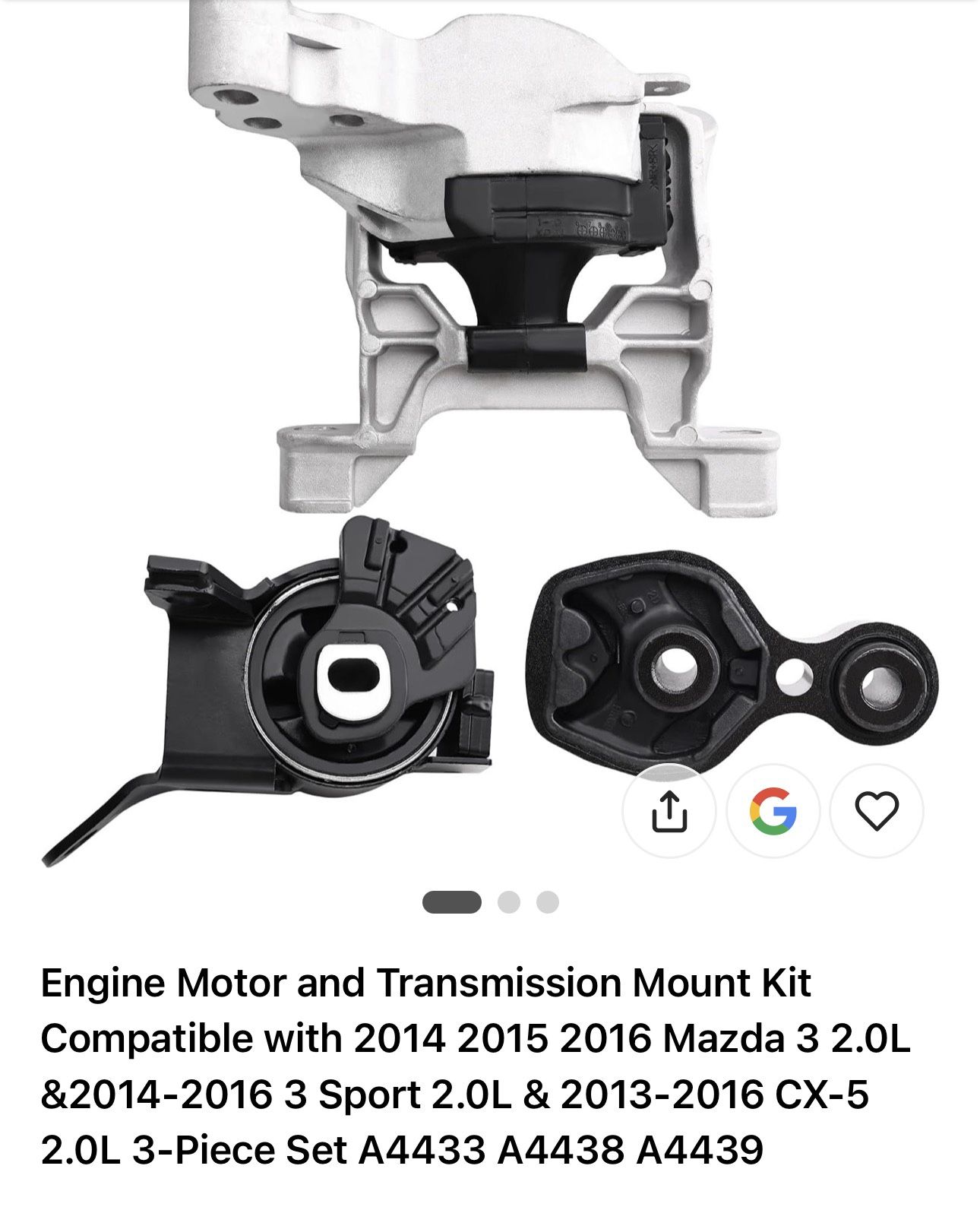 Engine Motor and Transmission Mount Kit Compatible For Mazda