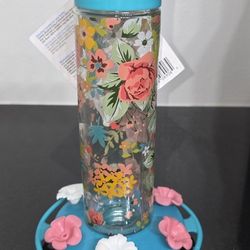 Vintage glass hummingbird feeder