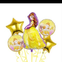 5pcs Disney Cinderella Balloons  1 Happy Bday Foil Banner  And 8 Latex Balloons 
