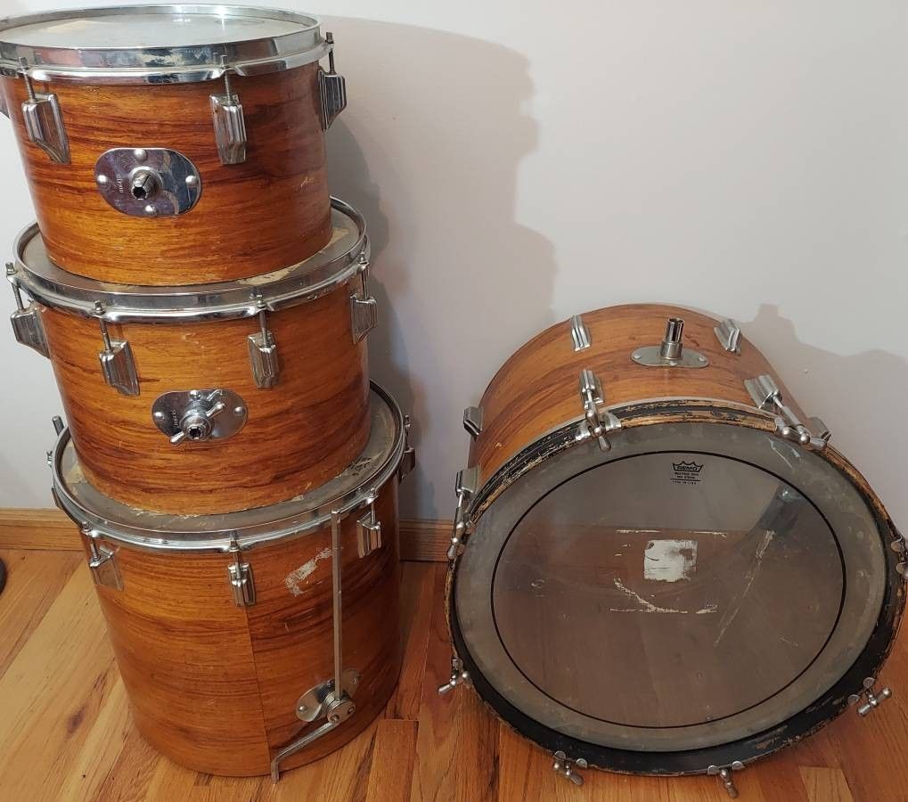 Vintage Rogers Holiday 4 Piece Mahogany Drum Set