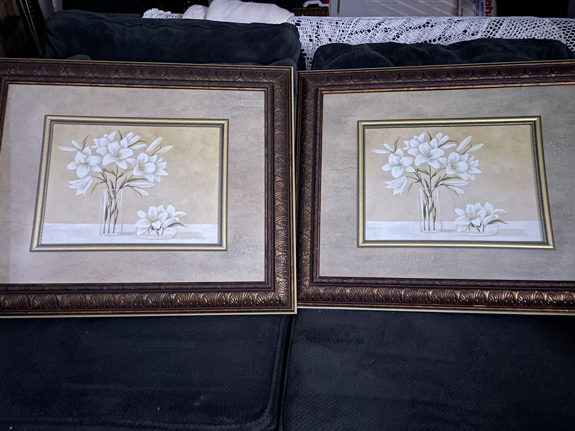 Elegant Framed Art with White Lilies