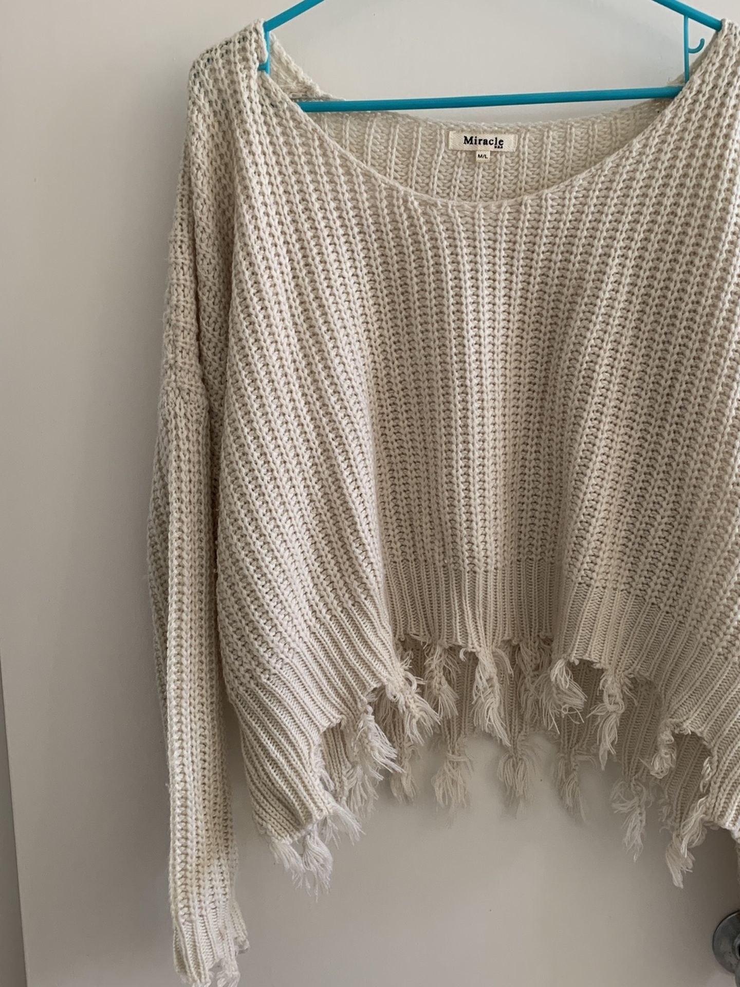 Cream Fringe Sweater