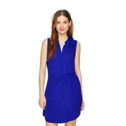 Aritzia Babaton Royal Blue 100% Silk V-Neck Short Dress with Pockets