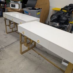 To Sleek White And Gold Office Desks