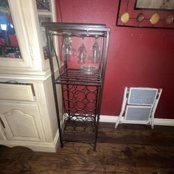Small Wine Bottle And Glass Holder